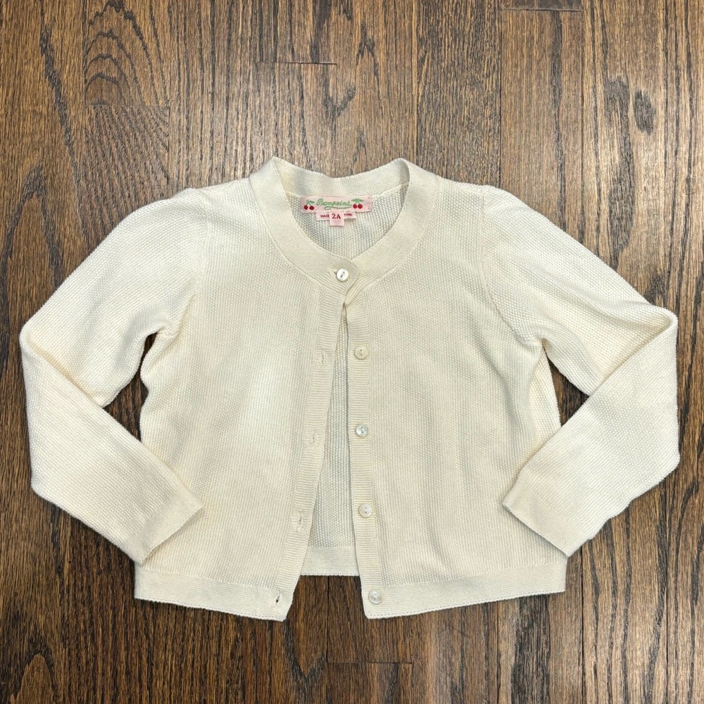 Bonpoint off-white summer cotton cardigan
